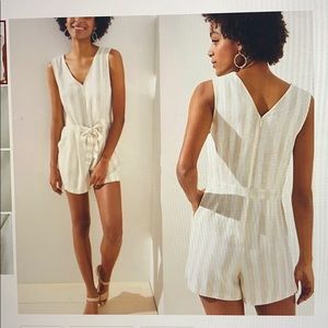 LOFT Petite Striped Romper in Whisper White